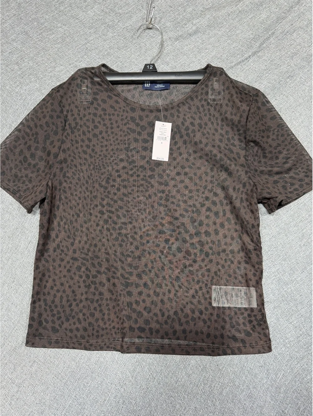 GAP Small Leopard Print SS Mesh Crew T-Shirt